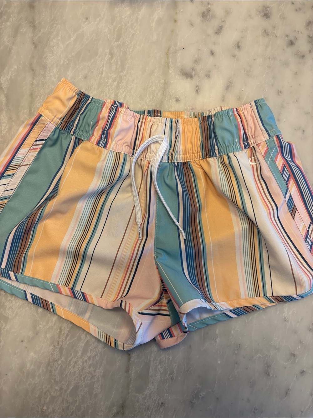 O'Neill Pastel Striped Drawstring Athletic Shorts